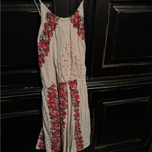 Free People Floral Print Midi Dress in Red and White